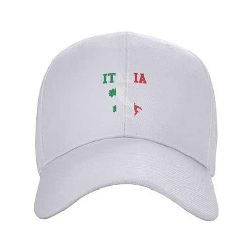 KLIUXBF Italia Italy Italian Hat Baseball Cap Fashion Dad Hat Curved Brim Snapback Caps for Men Women White