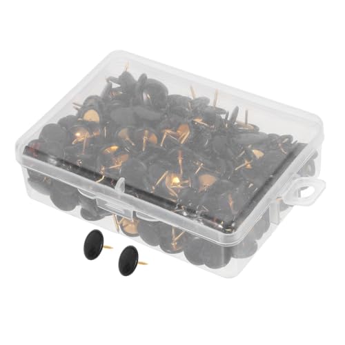 NUOBESTY 1 Caja Tapa De Pulgar De Cabeza Plana Redonda Tachuelas De Cabeza Plana Chinchetas para La Pared Chincheta De Cabeza Redonda Chinchetas Negras Tachuelas Planas Metal Black