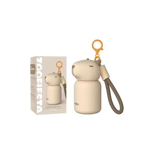 Botella de agua mini aislada 4.1oz, vaso portátil para café, pequeño vaso de viaje con vacío y doble pared, mini termo colgante para bolsa, botella de bebida linda para oficina, viaje, regalo para mujer (Capybara) miniatura 1