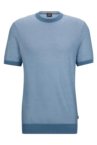 Pull à manches courtes BOSS Tantino en coton micro-structuré haut de gamme