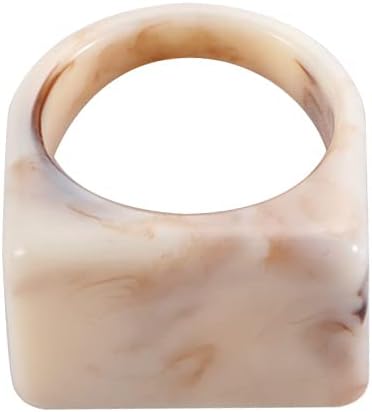 Colorful Transparent Resin Rings Finger Rings,Geometry Rings Set Candy Color Marbling Thumb Rings(Beige)