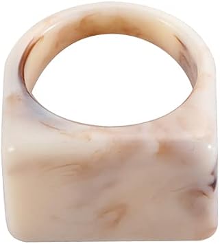 Colorful Transparent Resin Rings Finger Rings,Geometry Rings Set Candy Color Marbling Thumb RingsBeige