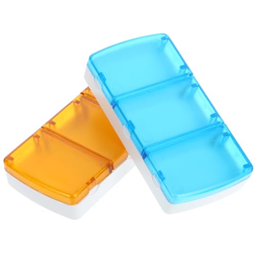 iplusmile Organizador Portátil de Medicamentos 3 Compartimentos 2 Unidades Naranja Azul Estuche Compacto de Plástico para Viajes y Almacenamiento Seguro de Pastillas
