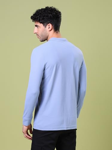 Image of TECHNOSPORT Mens Slim Fit Polyester Active Wear Collar Polo T-Shirt with Long Sleeves for Workout, Sports
