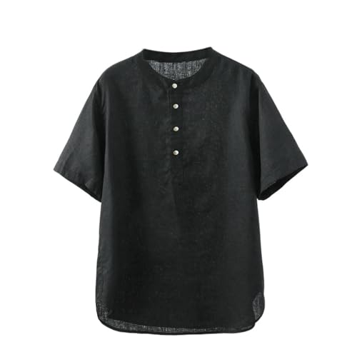 Chemise en coton et lin col montant homme style authentique
