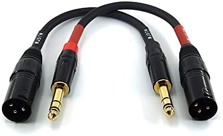 WJSTN-024 XLR to 1/4 TRS Stereo Adapter, 6.35mm Dual Channel to 3-pin XLR Male, XLR to 1/4 Stereo Balanced Microphone Stereo Audio Converter AdapterCable 2Pack (6IN)