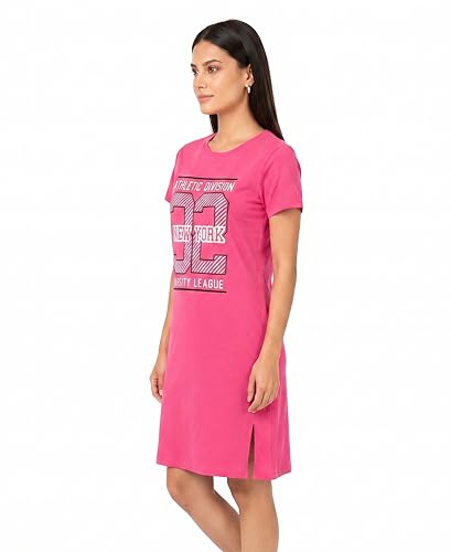 Image of Real Basics Women's Cotton Printed Knee Length Nightdress