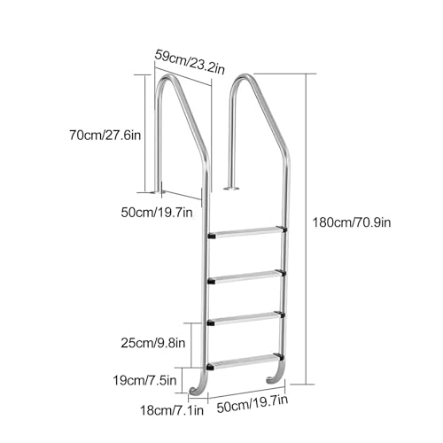 Escalera de piscina de acero inoxidable 4 peldaños miniatura 6