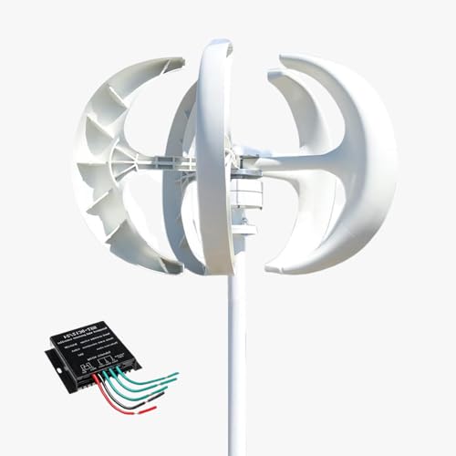 【Design a lanterna】- Design a lama verticale a doppio asse a 5 foglie, utilizzando fibra di nylon rinforzata sulle pale della ruota eolica e design aerodinamico a forma di lanterna, il coefficiente di utilizzo dell'energia eolica aumenta, così come una maggiore capacità annuale di generazione di elettricità.