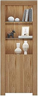 Panana Tall Cabinet One Door Two Glass Shelves Sideboard Cupboard Unit Cabinet With White Color RGB LED (OAK)