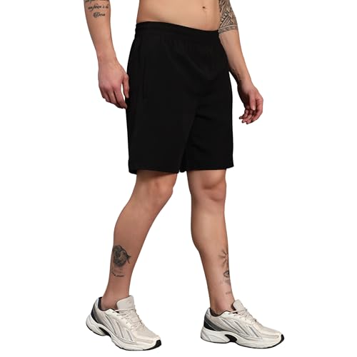 Image of ATICX Polyester Shorts for Men - Quick Dry Lightweight with Zipper Pockets - Gym, Running, Jogging, Training Half Pants for Basketball, Swimming, Badminton, Cycling, Football, Outdoor & Home Wear