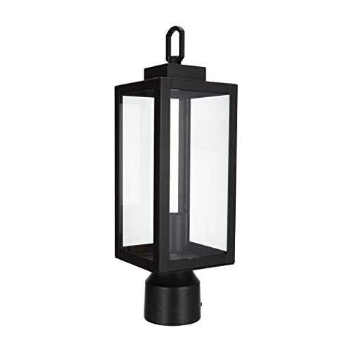 Lit-Path Outdoor Post Lighting Fixture With E26 Medium Base Max 60W, Metal Housing Plus Glass, Matte Black Finish, Bulb Not Included, 1-Pack #TOP2