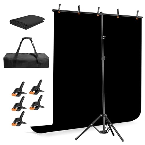Emart 6.5x5ft Black Photo Backdrop Stand Kit with T-Shape Stand
