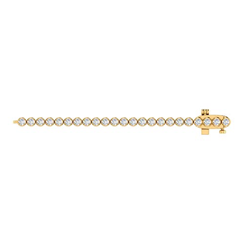 Image of 1 to 6 Carat Prong Set Round Cut Natural Diamond Tennis Bracelet for Women in 14K Gold (7 Inch) (I1-I2 Clarity)