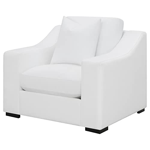 Sillón con tapizado de tela blanco y brazos rectos miniatura 4