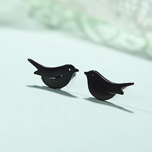 Amaxer Stainless Steel Bird Stud Earrings Tiny Animal Lucky Jewelry For Women Girls Birthday Gift (Black, Bird) #TOP3
