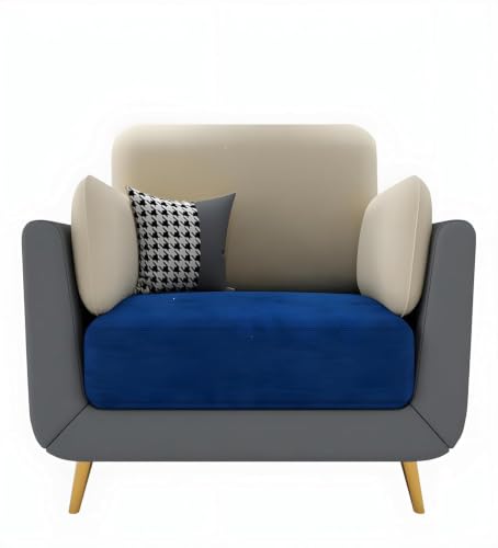 Image of Modern Sofa, 1 Seater with Decorative Cushions, Chesterfield Arm Three Seater for Living Room Guest Room Hotels & Office (1 Blue and Beige)