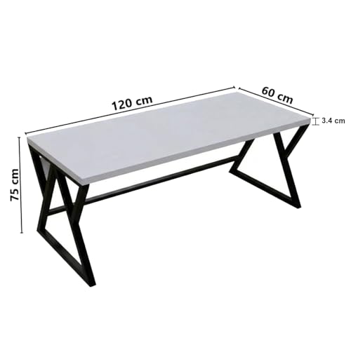 Image of Klaxon Modern Computer Desk for Home Office and Work, 120 cm Engineered Wood Workstation Table with Storage, Riva White (Riva 120 White)