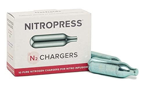 NitroPress Coffee Nitrogen Chargers, Use with NitroPress Instant Nitrogen Diffuser for Nitro Cold Brew Coffee (40 Cartridges)