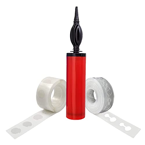 Image of Rozi Decoration PVC Reusable Manual Balloon Inflator Hand Balloon Pump, Glue Dot And Balloon Arch Pack of 3 Red and Transparent