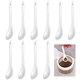 10 Piezas Cuchara de Cerámica Blanco, 12×2.7cm Cucharas para Huevos, Cuchara de Cerámica, Cuchara de Mermelada, Mini Cuchara de Postre, Cucharilla para Restaurantes, Tiendas de Postres y Cafés