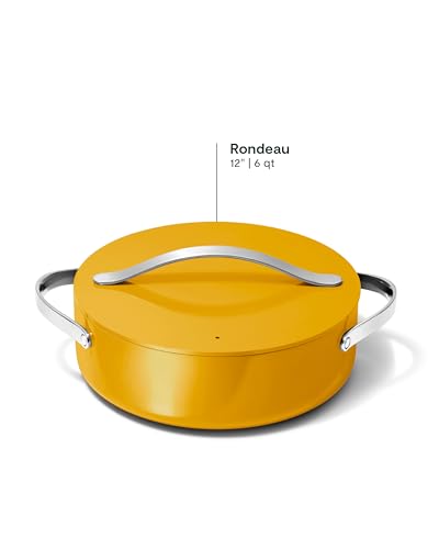 Image of Caraway Rondeau - 6 Qt Non-Stick Pan with Lid - Free From Forever Chemicals - Perfect for Searing, Braising, & Roasting - Marigold