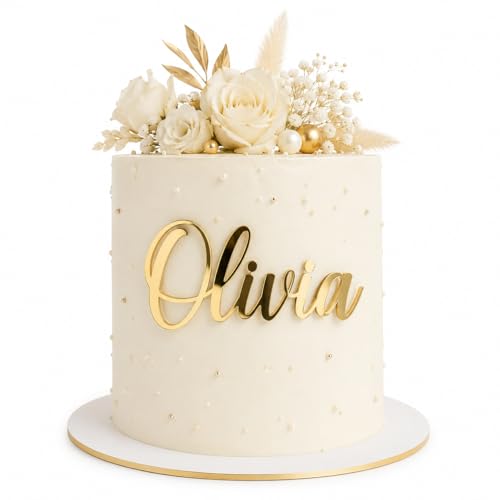 Custom Acrylic Cake Name Plaque | Cake Name Plate Plaque | Name Cake Topper | Cake Letters | Custom Cake Name Sign | Customizable Cake Topper Decoration for Birthday,BabyShower,Wedding