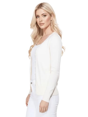 Image of YEMAK Women's Knit Cardigan Sweater - Long Sleeve V-Neck Basic Classic Casual Button Down Knitted Soft Lightweight Top