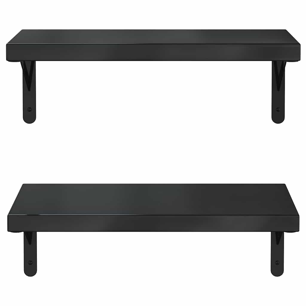 vidaXL Estantes de Pared 2 uds Acero Inoxidable Negro 50x23,5 cm, Estante Flotante, Estante Flotante de Pared, Estante de Cuarto de Servicio