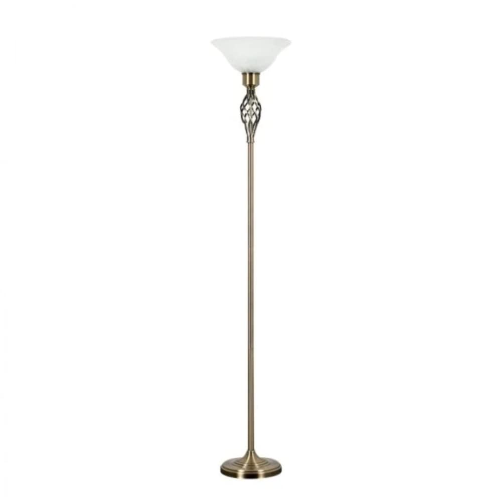 Traditional Style Antique Brass Barley Twist Floor Lamp for Living Room with a Frosted Alabaster Shade