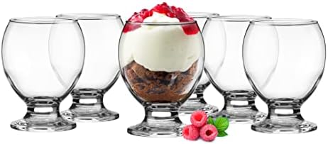 Lot de 4 coupes à desserts en verre transparent bleuté Lot de 4 coupes à desserts en verre transparent bleuté
