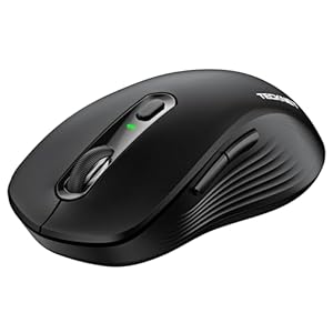 TECKNET Maus Kabellos, Bluetooth Maus (Tri-Modus: BT 5.0/3.0+2.4G) Funkmaus mit USB-A Empfänger, 4800 DPI Leise Mouse für große Hände, Multidevice für PC/Laptop/Mac/Tablet, Schwarz