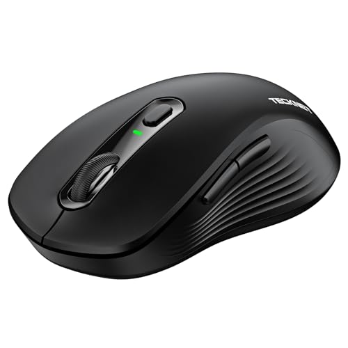 TECKNET Maus Kabellos, Bluetooth Maus (Tri-Modus: BT 5.0/3.0+2.4G) Funkmaus mit USB-A Empfänger, 4800 DPI Leise Mouse für große Hände, Multidevice für PC/Laptop/Mac/Tablet, Schwarz TECKNET Maus Kabellos, Bluetooth Maus (Tri-Modus: BT 5.0/3.0+2.4G) Funkmaus mit USB-A Empfänger, 4800 DPI Leise Mouse für große Hände, Multidevice für PC/Laptop/Mac/Tablet, Schwarz