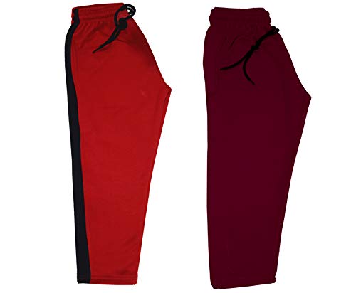 Image of indi weaves Kids Unisex Solid Fleece Warm Track Pants Winter Lower for Boys & Girls (Maroon; Red; 10-11 Years) Pack of 2