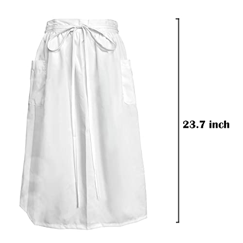 Cityelf White Apron For Women Cotton Apron Maid Costume Vintage Half Dress Apron With Long Ties And Pockets (Large, White Waist Apron) #TOP2