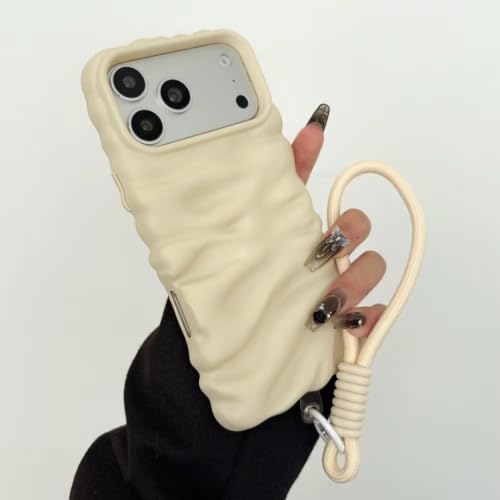 Coque cordon iPhone 17 Pro motif froissé pour garder les mains libres en voyage