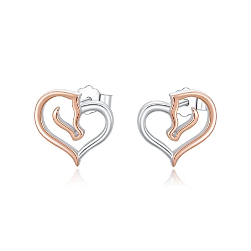 Pferde Ohrringe 925 Sterling Silber Mädchen Pferd Ohrstecker Pferde Schmuck Tier Ohrringe Hypoallergene Schmuck Geschenke für Damen (rosegold)