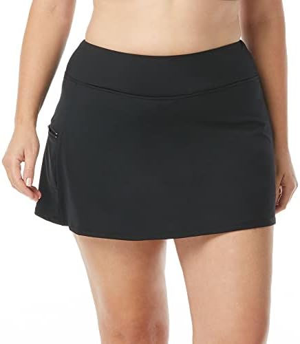 BEACH HOUSE Emma Swim Skort - Modest Plus Size Swim Skirt with Shorts, Black 18W