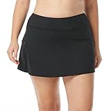 BEACH HOUSE Emma Swim Skort - Modest Plus Size Swim Skirt with Shorts, Black 22W