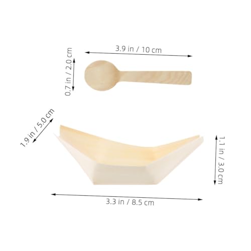 Platos desechables forma barco de sushi madera 3 pulg 100 pcs miniatura 7