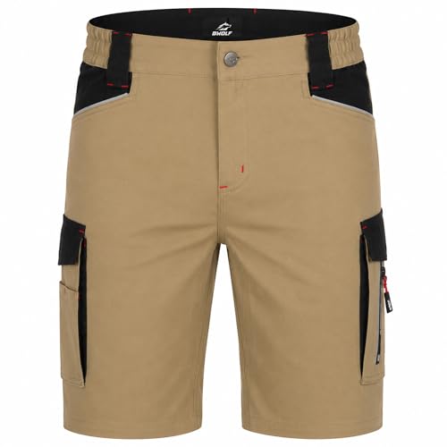 BWOLF Daytona - Pantalones cortos de trabajo elásticos para hombre, con muchos bolsillos, caqui, XS