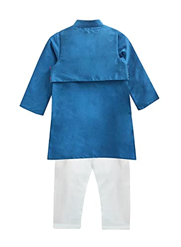 Image of A.T.U.N. All Things Uber Nice) Polyester All Things Uber Nice Boy's Regular Kurta Pyjama Jacket Set
