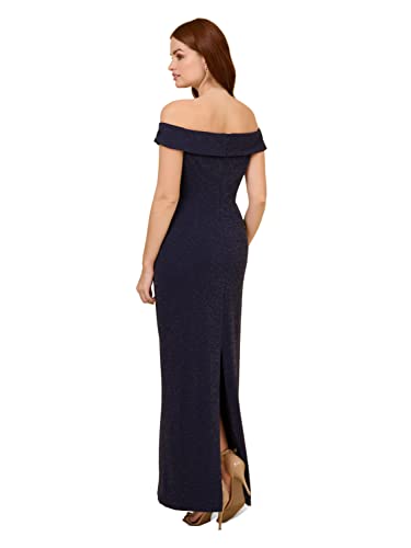 Image of Adrianna Papell Women's Metallic Knit Draped Gown
