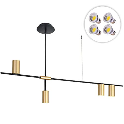 BOKT Gold Modern Ceiling Spotlight Light 4-Lights Adjustable Track Lighting Kitchen Island Linear Lighting Geometric Chandelier Light Lighting with Led Bulbs Fixture for Dining Room Living Room