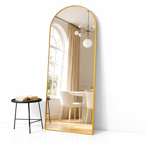 Simple Deluxe Arched Full Length Mirror 71x26Large Floor Mirrors for Wall Door Bedroom Bathroom Living Room (Gold)