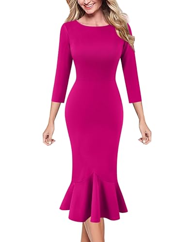 Image of VFSHOW Womens Vintage Elegant Cocktail Party Bodycon Pencil Mermaid Midi Mid-Calf Dress