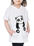 ENDIRAD Girts Boys T-Shirt with Zipper Pocket,Cute Panda Cotton Tees Short Sleeve Tops for Kids,UV P