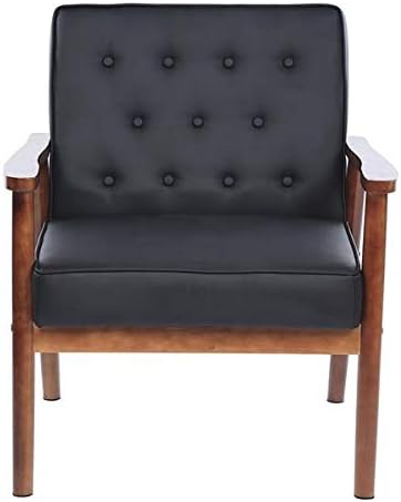 75x69x84CM 400 lbs Bedroom League Executive Guest Chair Guest Reception Chairs Wooden Lounge Chair Mid-Century Button Tufted Arm Chair Retro Accent Single Sofa Chair Seat