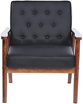 75x69x84CM 400 lbs Bedroom League Executive Guest Chair Guest Reception Chairs Wooden Lounge Chair Mid-Century Button Tufted Arm Chair Retro Accent Single Sofa Chair Seat