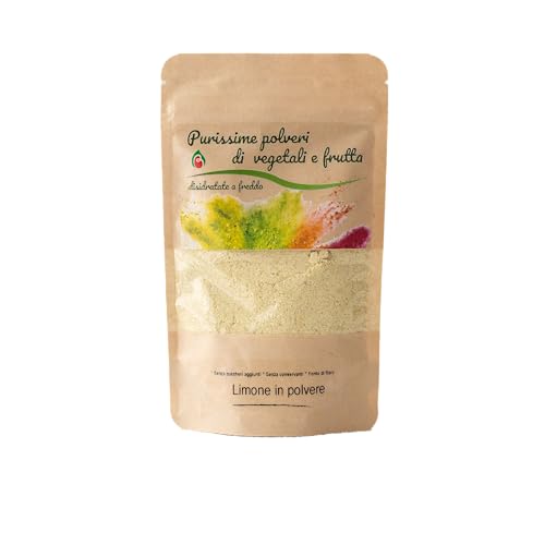 Biocal® - Polvo de limón deshidratado natural sin azúcar añadido, fruta en polvo de origen italiano para bebidas, repostería, coctelería, infusiones y uso profesional - 80g